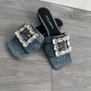 Dolce & Gabanna denim crystal sandals size 37.5